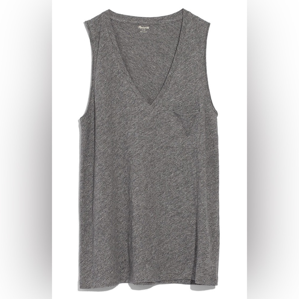 NWT Madewell Whisper Cotton V-Neck Tank in Heather Mercury